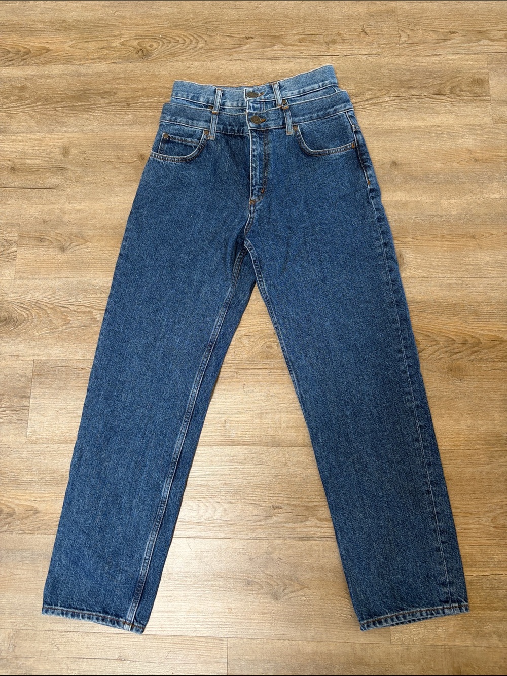 Sandro Double Belted Jeans in Blue